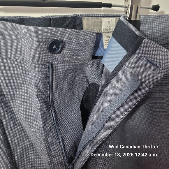 Tristan 36 Light Gray Dress Pants Cotton Flat Front Tailored Fit - Picture 2 of 5